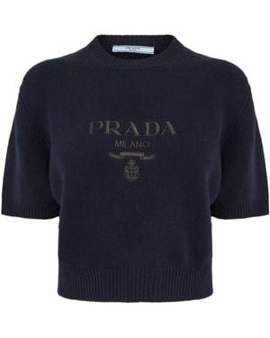 Prada Short-Sleeved Knit Jumper - Blue