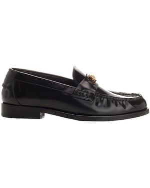 Versace Logo-Plaque Slip-On Loafers - Black