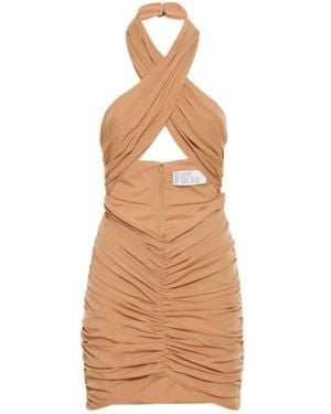 GIUSEPPE DI MORABITO Crepe De Chine Cut Out Mini Dress - Natural