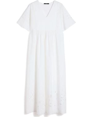 Weekend by Maxmara Embroidered V-Neck Dress - White