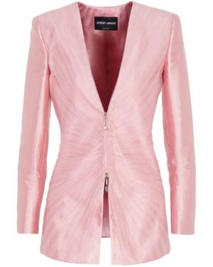 Giorgio Armani Long-Sleeved Suit Jacket - Pink
