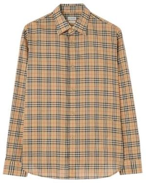 Burberry Relaxed Fit Check Shirt - Natural