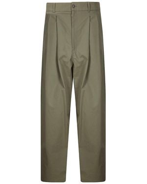 Hed Mayner Pleated Wide-Leg Pants - Green