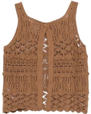 Semicouture Openwork Top - Brown
