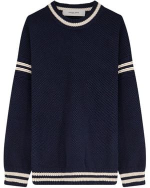 Golden Goose Logo Detailed Striped Jumper - Blue