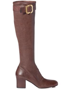Miu Miu Nappa Leather Boots With Buckle - Brown
