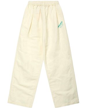 Willy Chavarria Embroidered Wide-Leg Trousers - White