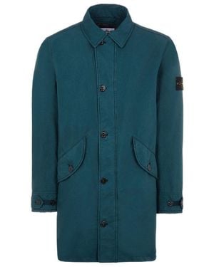 Stone Island Logo-Patch Short Parka - Blue