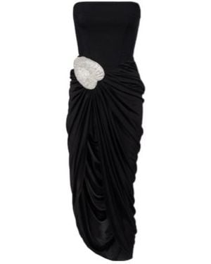 David Koma Embellished Draped Wool-Blend Corset Dress - Black