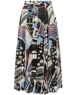 Marella Long Print Skirt - White
