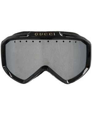 Gucci Logo-Lettering Ski Goggles - Grey