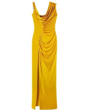 Versace Embellished Crepe And Pleated Satin Gown - Yellow