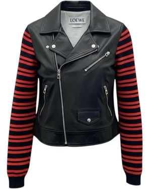 Loewe Long Sleeve Leather Jacket - Black