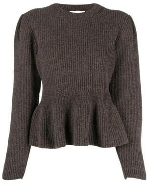 Lemaire Ribbed-Knit Peplum-Hem Sweater - Black