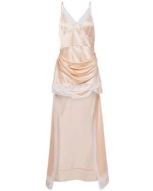 Magda Butrym Lace-Trimmed Silk Satin Slip Dress - Pink