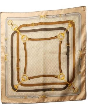 Gucci Printed Gg Silk Twill Jacquard Carré - Natural