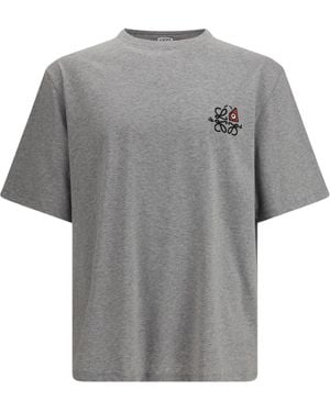 Loewe Logo-Embroidered Cotton-Jersey T-Shirt - Gray