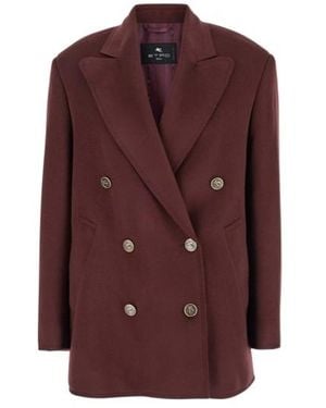 Etro Double-Breasted Oversized Blazer - Purple