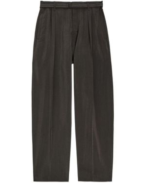 Lemaire Belted Silk-Blend Trousers - Grey