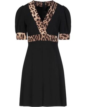 Dolce & Gabbana Solid Colour V-Neck Dress - Black