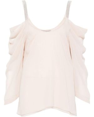 D.exterior Draped Cold-Shoulder Top - Pink