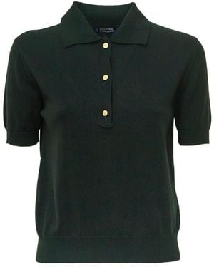 Max Mara S Pomposa Short-Sleeve Knitted Polo Top - Green