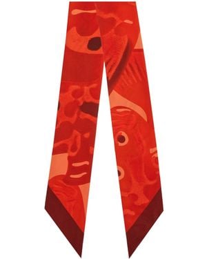 Ferragamo Fish Print Silk Mini Bandeau - Red