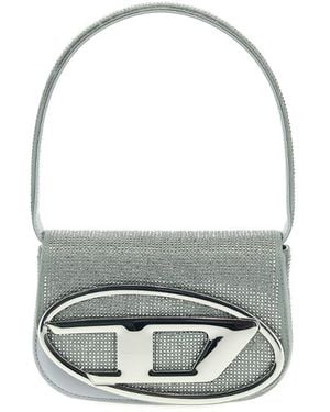 DIESEL 1Dr Logo Plaque Embellished Shoulder Bag - Grey