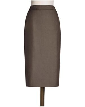 Max Mara Wool Gabardine Pencil Skirt - Brown