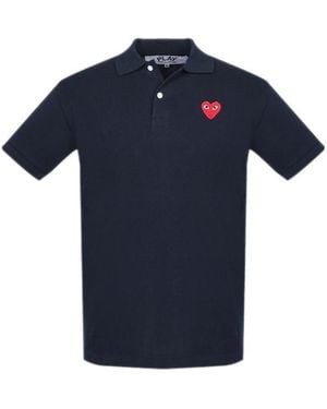 Comme des Garçons Heart-Patch Polo Shirt - Blue