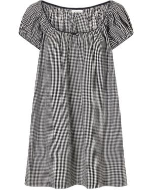 Doen Julia Gingham Organic Cotton-Poplin Mini Dress - Grey