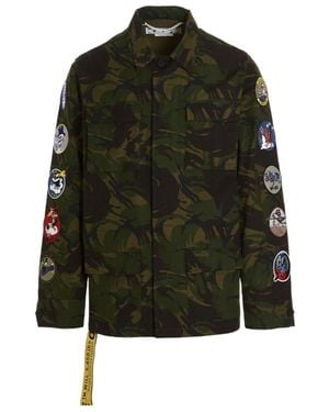 Off-White c/o Virgil Abloh Camouflage Printed Long-Sleeved Jacket - Green