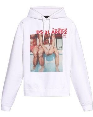 DSquared² Tom Bianchi Graphic Drawstring Hoodie - White