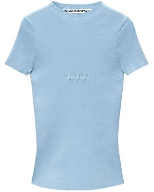 Alexander Wang Ribbed Short-Sleeved T-Shirt - Blue