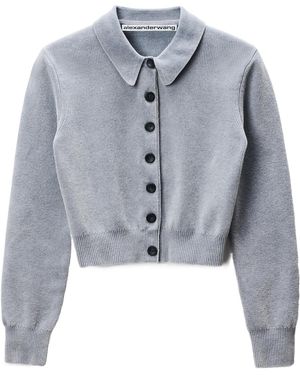 Alexander Wang Cropped Polo Cardigan - Blue