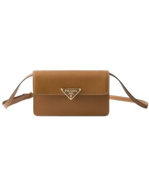 Prada Triangle-Logo Mini Bag - Brown
