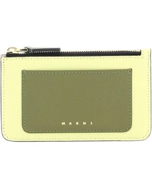 Marni Saffiano Logo Printed Card Case - Yellow