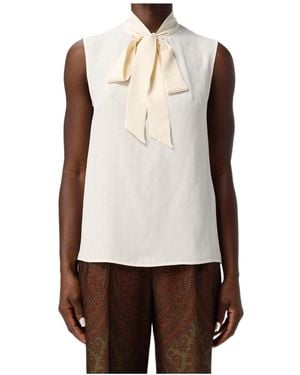 Etro Silk-Blend Jacquard Top With Silk Scarf And Paisley Motif - Natural