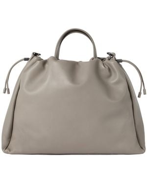Brunello Cucinelli Mellow Monili Detailed Large Shopper Bag - Grey
