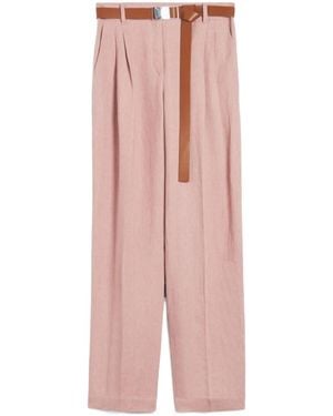 Max Mara Studio Belted Wide Leg Trousers - Pink