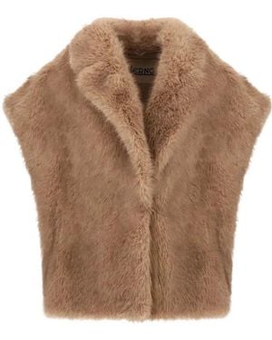 Herno Tocco Long Hair Faux Fur Vest - Brown