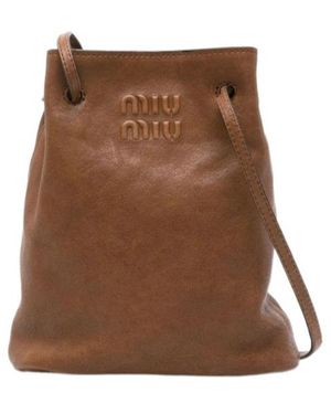 Miu Miu Drawstring Shoulder Bag - Brown