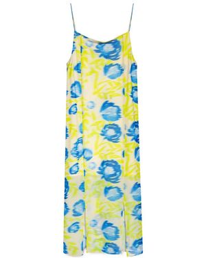 Ganni Printed Mesh Slip Dress - White