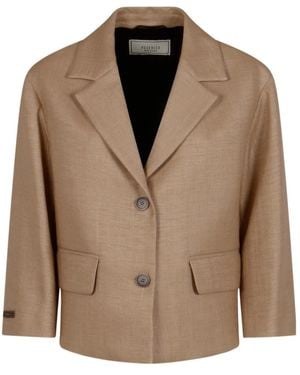 Peserico Cropped Single-Breasted Blazer - Brown