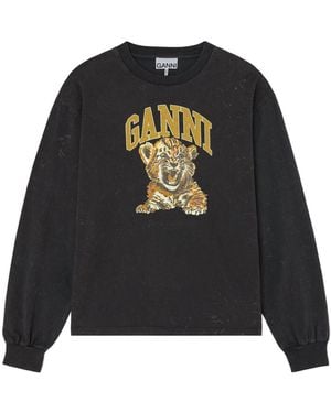Ganni Graphic Tiger Print Sweatshirt - Black