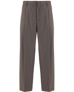 DARKPARK Checked Wide-Leg Trousers - Grey