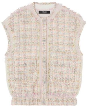 Versace Button-Up Tweed Gilet - Natural