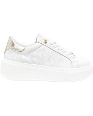 Twinset Contrasting-Heel Leather Sneakers - White