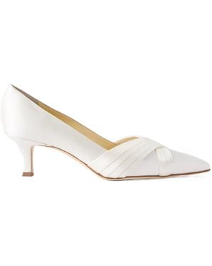 Manolo Blahnik Vieralo Satin Court Shoes - White