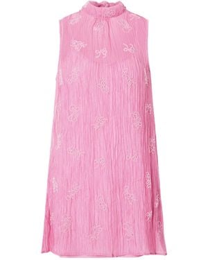 STAUD Bead-Embellished Crinkled Modal-Blend Organza Mini Dress - Pink